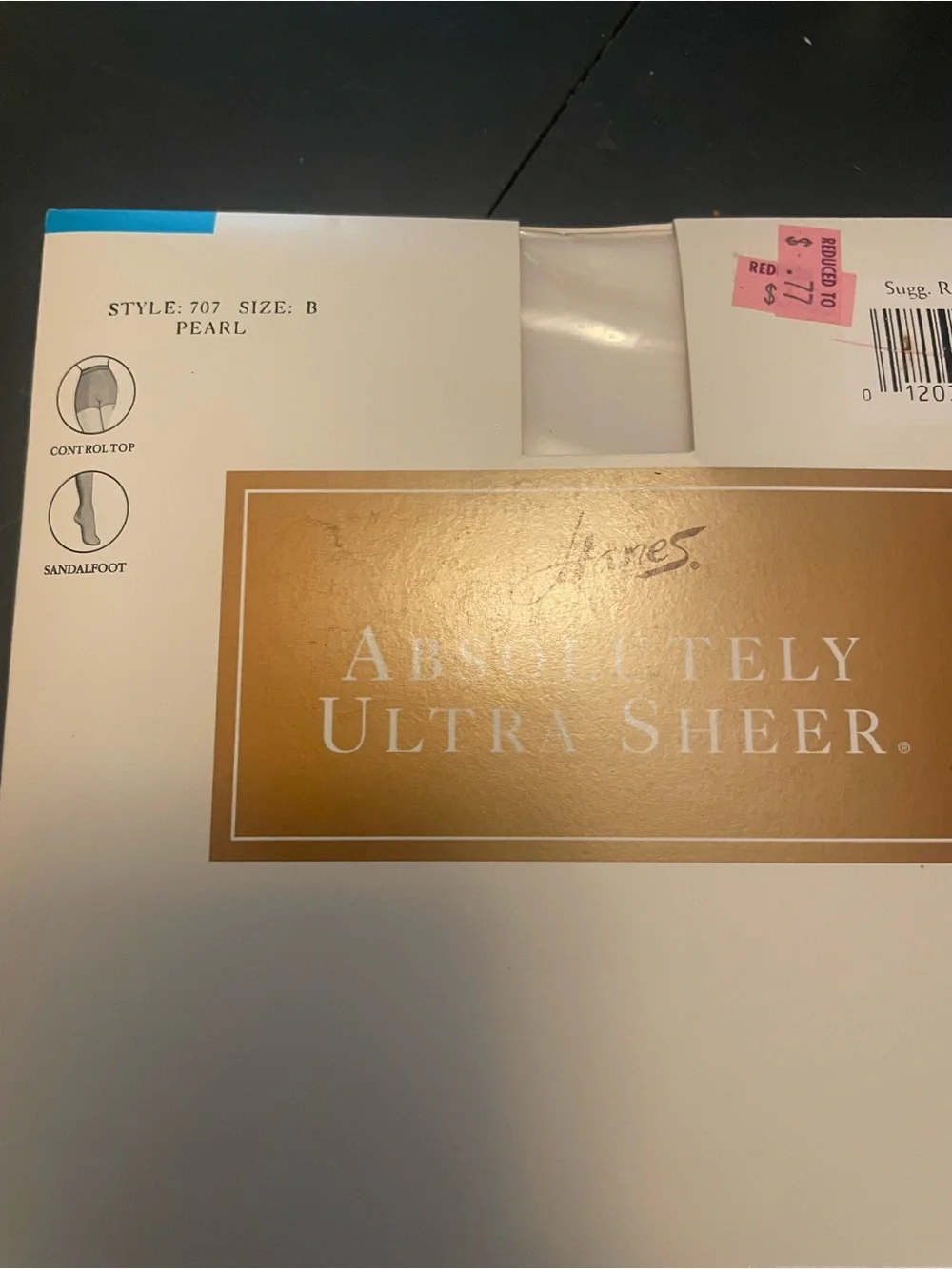 Hanes Absolutely Ultra Sheer Pantyhose Pearl sz B medium control top sandalfoot